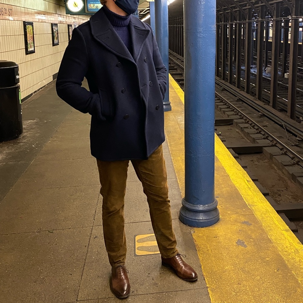 Polo Ralph Lauren Polo Wool-Blend Melton Peacoat Jacket Men’s 42L Navy Blue - Picture 2 of 14